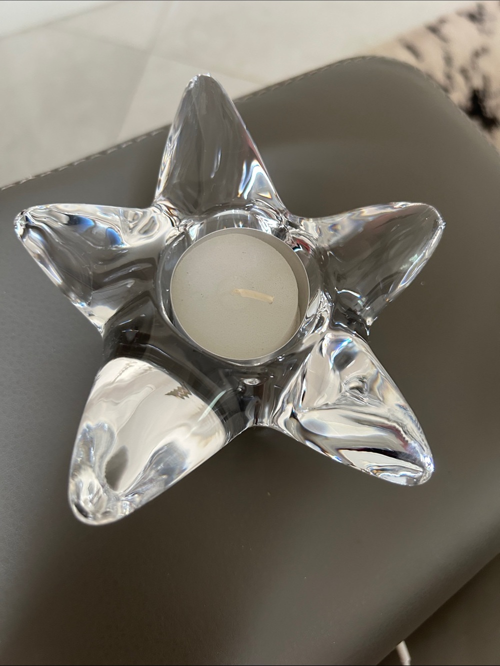 NWOT Crystal Star Tealight Candle Holder - Orrefors Sweden